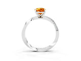 Silver Pear Cut Citrine Engagement Ring with Side Stone Accents and Four-Prong Setting_15