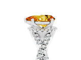 Silver Pear Cut Citrine  Halo Twist Band Solitaire Prong Setting Ring_17