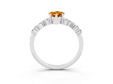 Silver Pear Cut Citrine Scattered Round Accent Ring with Prong Setting_33