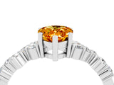 Silver Pear Cut Citrine Scattered Round Accent Ring with Prong Setting_34