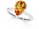 Silver Pear Cut Citrine Solitaire Engagement Ring with Classic Band and Four-Prong Setting_13