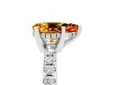 Silver Pear Cut Citrine Solitaire Ring with Round  Pavé Band and Four-Prong Setting_53