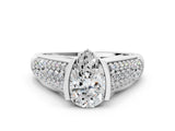 Silver Pear Cut Cut Diamond Channel Set Pave Band with Tension Prong Setting_7