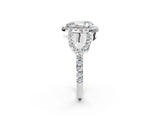 Silver Pear Cut Cut Diamond Halo Engagement Ring with Open Split Pavé Band_15