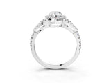 Silver Pear Cut Cut Diamond Halo Engagement Ring with Open Split Pavé Band_16