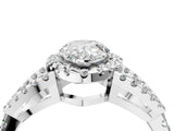 Silver Pear Cut Cut Diamond Halo Engagement Ring with Open Split Pavé Band_17