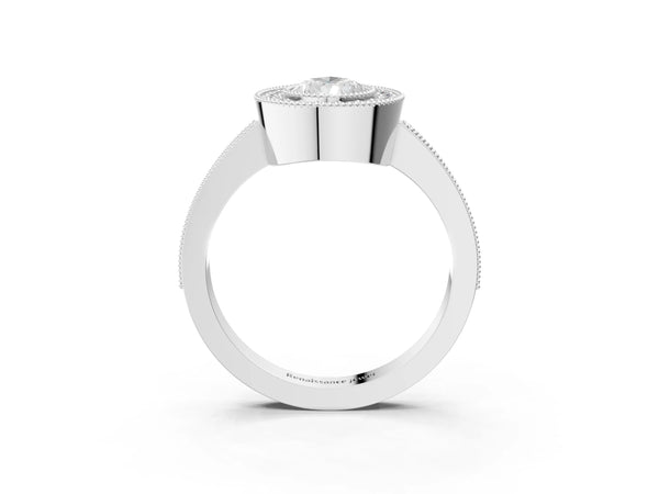 Sterling Silver Pear-Shaped Halo Engagement Ring Setting - Design RJ-753