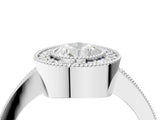 Silver Pear Cut-Cut Diamond Halo Engagement Ring with Pave Band and Prong Setting_17