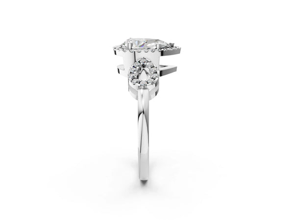 Sterling Silver Pear-Shaped Pave Infinity Halo Engagement Ring Setting