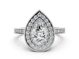 Silver Pear Cut Cut Halo Pavé Diamond Ring_13