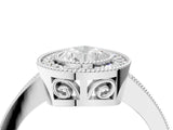 Silver Pear Cut Cut Halo Pavé Diamond Ring_17