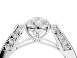 Silver Pear Cut Diamond Channel Set Solitaire Ring with Four-Prong Setting_14