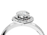 Silver Pear Cut Diamond Double Halo Ring with Split Shank and Four-Prong Setting_11