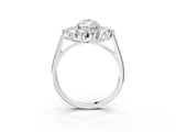 Silver Pear Cut Diamond Floral Double Halo Engagement Ring with Prong Setting_16