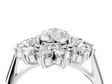Silver Pear Cut Diamond Floral Double Halo Engagement Ring with Prong Setting_17
