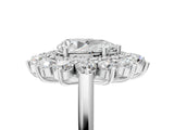 Silver Pear Cut Diamond Floral Double Halo Engagement Ring with Prong Setting_18
