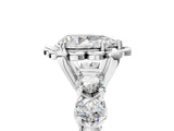 Silver Pear Cut Diamond Floral Halo Engagement Ring with Shared Prong Setting