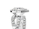 Silver Pear Cut Diamond Halo Ring with Round Split Shank and Prong Setting_17
