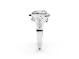 Silver Pear Cut Diamond Halo Ring with Split Shank and Bezel Accents and Prong Setting_15