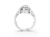 Silver Pear Cut Diamond Halo Ring with Split Shank and Bezel Accents and Prong Setting_16