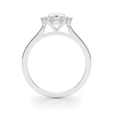 Silver Pear-Cut Diamond Halo Solitaire Ring with Round Brilliant Halo and Prong Setting 1