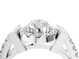 Silver Pear Cut Diamond Halo Split Shank Prong Set Ring_47