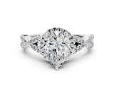 Silver Pear Cut Diamond  Halo Twist Band Solitaire Prong Setting Ring_12