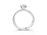 Silver Pear Cut Diamond Pavé Solitaire Ring with Round Band and Prong Setting_19