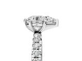 Silver Pear Cut Diamond Pavé Solitaire Ring with Round Band and Prong Setting_21