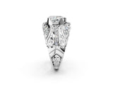Silver Pear Cut Diamond Pave Art Deco Split Shank Ring with Four-Prong Setting_15