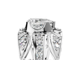 Silver Pear Cut Diamond Pave Art Deco Split Shank Ring with Four-Prong Setting_18