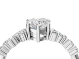 Silver Pear Cut Diamond Scattered Round Accent Ring with Prong Setting_10