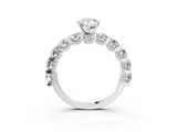 Silver Pear Cut Diamond Side Stone Engagement Ring with Four-Prong Setting_3