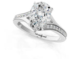 Silver Pear Cut Diamond Solitaire Ring with Pavé Band and Prong Setting_29