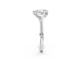 Silver Pear Cut Diamond Solitaire Ring with Pavé Band and Prong Setting_30