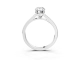 Silver Pear Cut Diamond Solitaire Ring with Pavé Band and Prong Setting_31