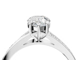 Silver Pear Cut Diamond Solitaire Ring with Pavé Band and Prong Setting_32
