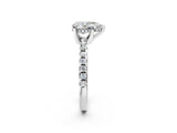 Silver Pear Cut Diamond Solitaire Ring with Round  Pavé Band and Four-Prong Setting_63