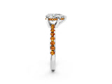 Silver Pear Cut Diamond Solitaire Ring with Round with Citrine side stone Pavé Band and Four-Prong Setting_14