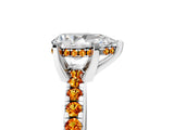 Silver Pear Cut Diamond Solitaire Ring with Round with Citrine side stone Pavé Band and Four-Prong Setting_17