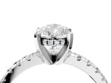 Silver Pear Cut Diamond Solitaire Ring with Round with Moissanite side stone Pavé Band and Four-Prong Setting_16