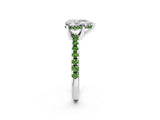 Silver Pear Cut Diamond Solitaire Ring with Round with Peridot side stone Pavé Band and Four-Prong Setting_14