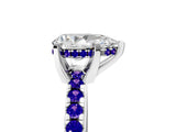 Silver Pear Cut Diamond Solitaire Ring with Round with Tanzanite side stone Pavé Band and Four-Prong Setting_17