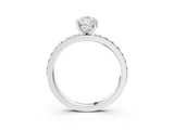 Silver Pear Cut Diamond Solitaire with Pave Band and Four-Prong Setting 3