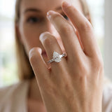 Silver Pear Cut Diamond Solitaire with Side Baguettes and Channel Set Band_98