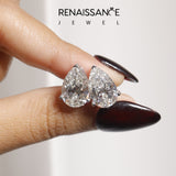 14K White Gold 3.18 Carat D VVS2 Pear Diamond Stud Earrings