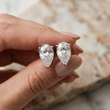 14K White Gold 3.18 Carat D VVS2 Pear Diamond Stud Earrings