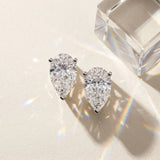 14K White Gold 3.18 Carat D VVS2 Pear Diamond Stud Earrings