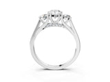 Silver Pear Cut Diamond Three-Stone Engagement Ring with Prong Setting and Pavé Band_34