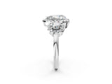 Silver Pear Cut Diamond Three-Stone Halo Ring with Prong Setting and Pavé Accents_15